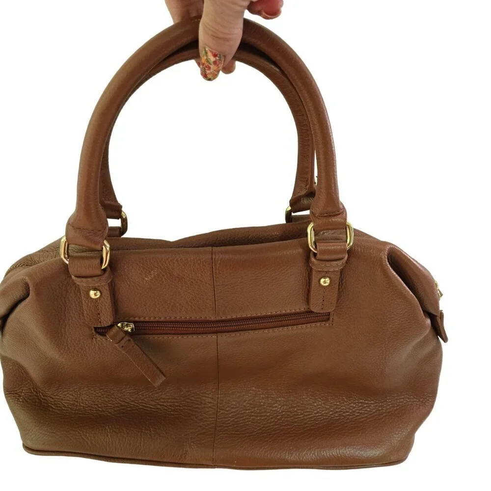 Tommy Hilfiger Vintage 90s Y2K Brown Pebbled Leather Satchel Shoulder Bag